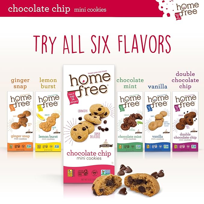 Homefree Treats You Can Trust Gluten Free Mini Cookies, Chocolate Chip, 5 Ounce