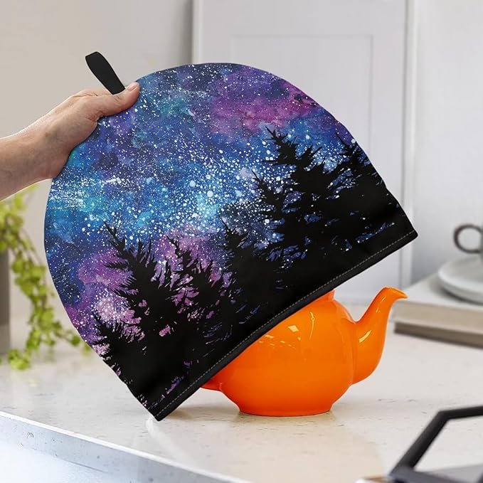 Hudotybom Galaxy Tea Cozy for Teapot Insulated Large Teapot Cover to Keep Warm Tea Kettle Cover Machine Washable Coffee Pot Cloth Covers Kitchen Home Decorations