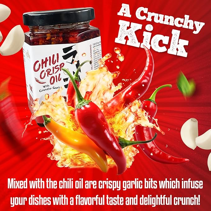 Fusion Select 350g Chili Crisp Oil - Crunchy Garlic Chili Oil, Umami Seasoning with Hot Peppers for Korean Ramen, Spicy Noodles, BBQ Meat, Dip, Stir Fry Sauce - Kitchen Condiment - Mild Spice