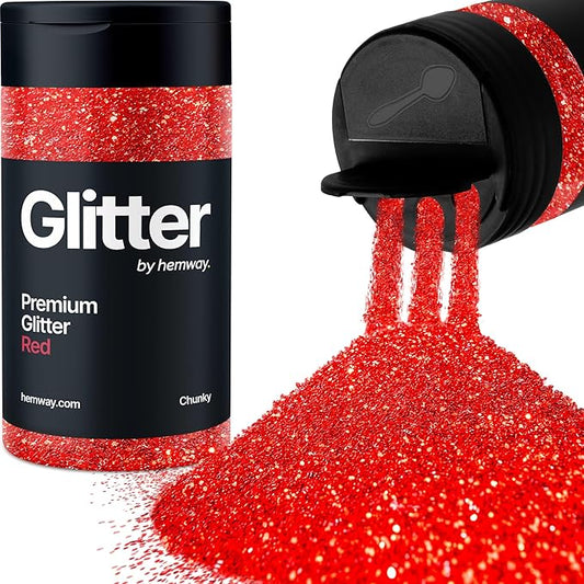 Hemway Premium Glitter Shaker - Red | 130g Chunky Metallic Flake Sequins for Resin & Epoxy Crafts | Craft Supplies for Tumblers, Festival, Art