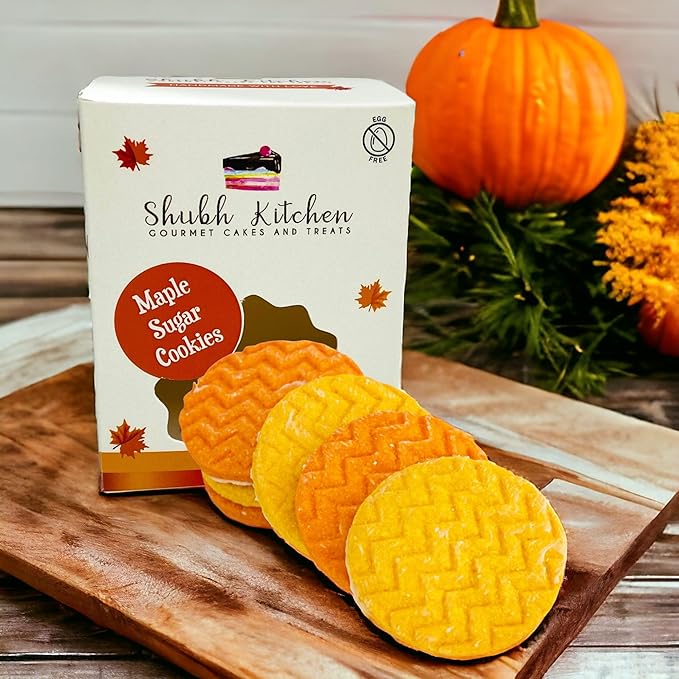 Maple Sugar Cookies- Gourmet Fall Edition, Small-Batch Seasonal Cookies, 100% Egg-Free & Vegetarian, No Preservatives, Handmade with Simple Ingredients, 6.5 oz Gift Box