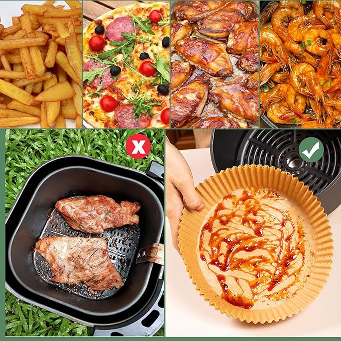 Air Fryer Liners Disposable,200Pcs Parchment Paper for 5-8QT Air Fryer,LYHOLKEER 8inch Round Disposable Air Fryer Paper Liners for Ninja AF101 AF150 AF161 Max XL,Non-Stick,Free of Bleach