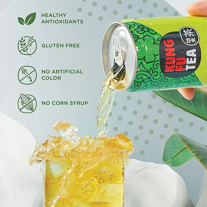 Kung Fu Tea Canned Green Tea – Lightly Sweetened Green Tea in a Can, Ready to Drink – All Natural, Premium Iced Tea – 10.8 oz Cans, Pack of 6