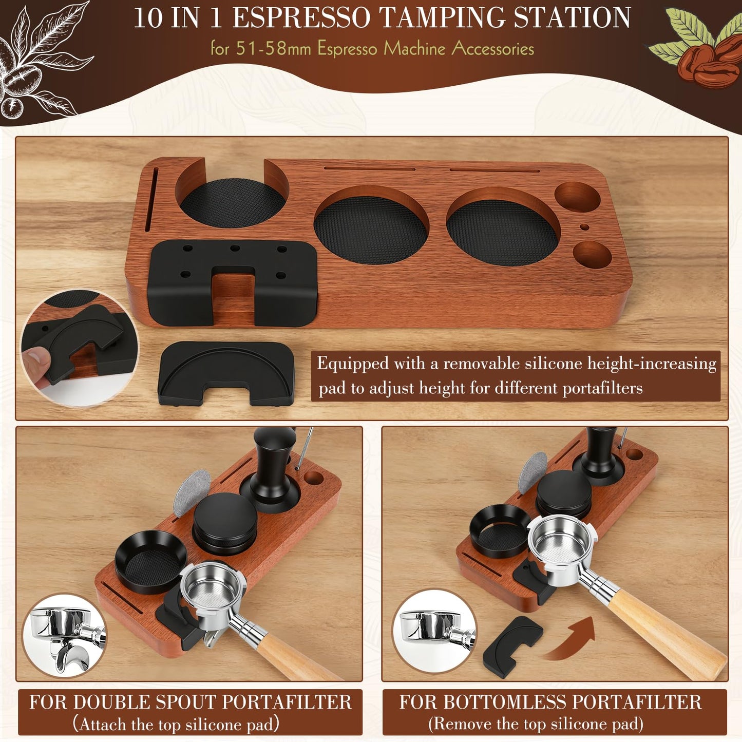 Y-Step 8 Pcs Espresso Accessories Kit, 51mm Espresso Tamper Kit Espresso Tools Barista Kit &