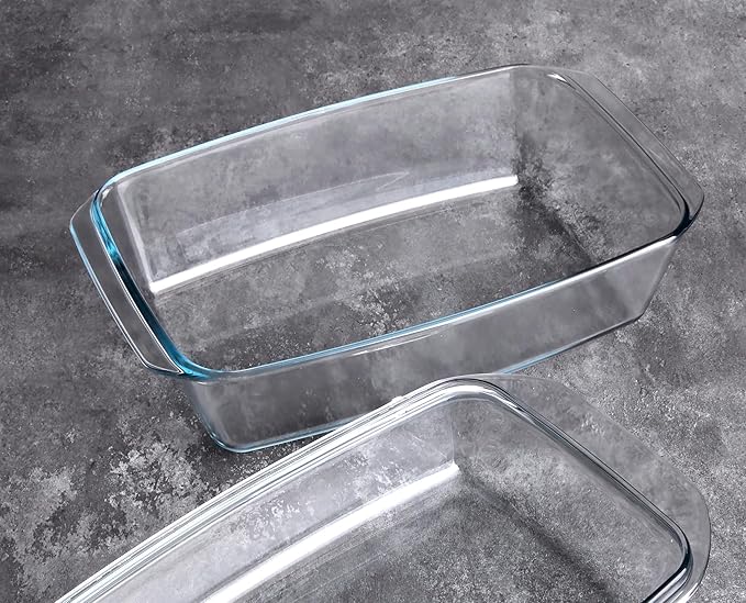 Rectangular Tempered Glass Casserole Dish with Glass Cover - Oven, Freezer and Dishwasher Safe - 3 Liter