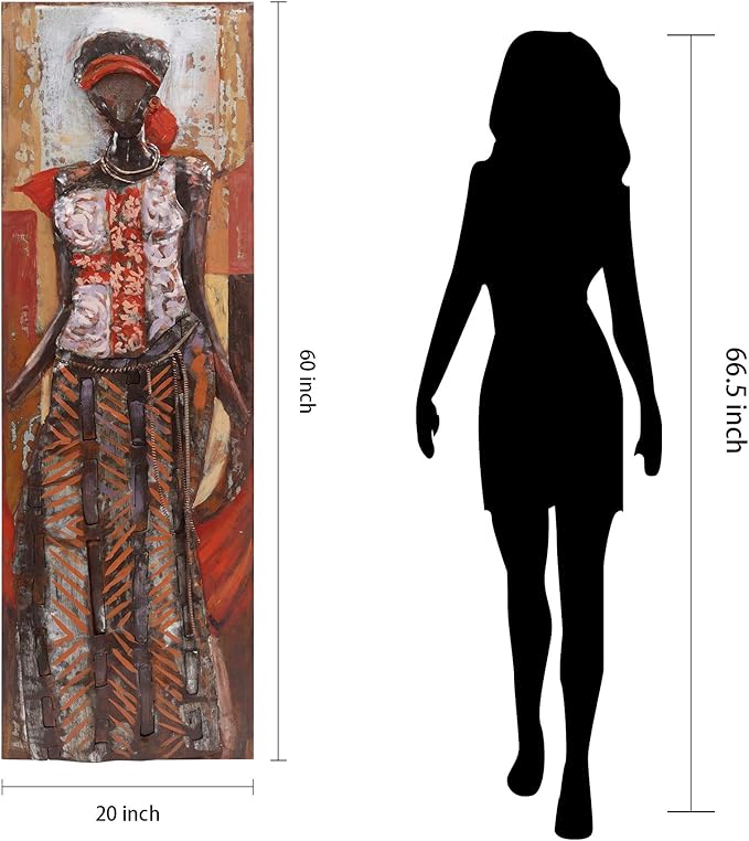 Empire Art Direct "Elegance Mixed Media Iron Wall Sculpture, Hand Painted Dimensional Metal Wall Art, Ready to Hang, 60" x 20", Large size, Home Decor for Living Room, Hallway, Bedroom