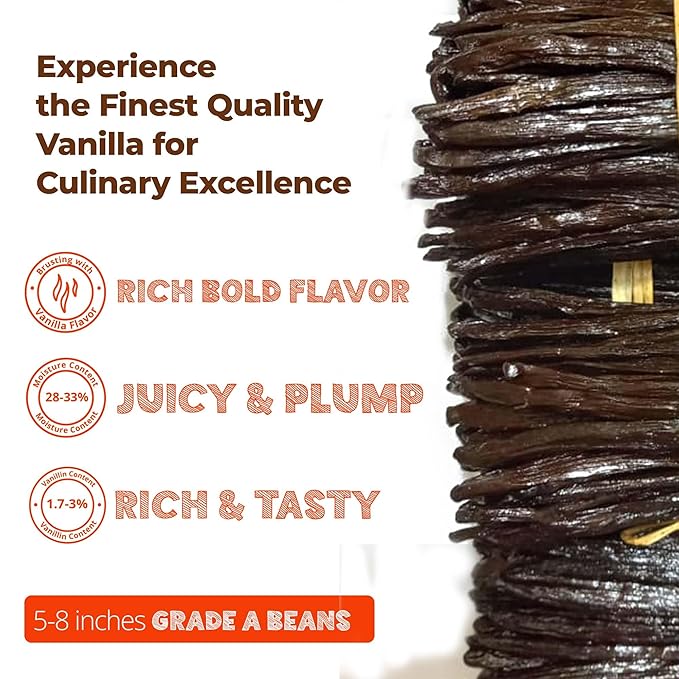50 Vanilla Beans Grade A+, | Gourmet Whole Vanilla Bean Pods For Making Extract & Baking, Cooking, Homemade Extract| ~6-8 inches, Non-GMO. By NYVanilla