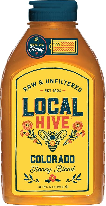 Local Hive Colorado Raw Unfiltered Honey – 32oz, 100% Pure US Honey, Sourced from American Bees and Beekeepers - Natural Sweetener, Ideal for Tea, Baking, and Cooking