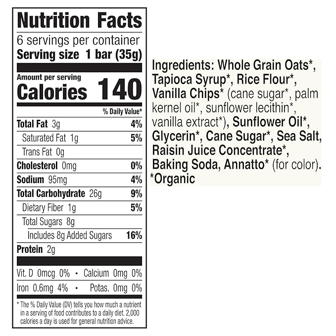 Cascadian Farm Organic Vanilla Chip Chewy Granola Bars, 6 Bars, 7.4 oz. (Pack of 4)