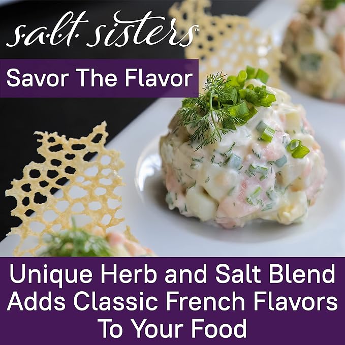 s.a.l.t. sisters French Herb Salt | All-Natural, Gluten Free, MSG Free, Non-GMO | Easily Dissolvable Herb Blend Coarse Sea Salt | Versatile Salt for Meat, Fish, Vegetables, and More | 1lb