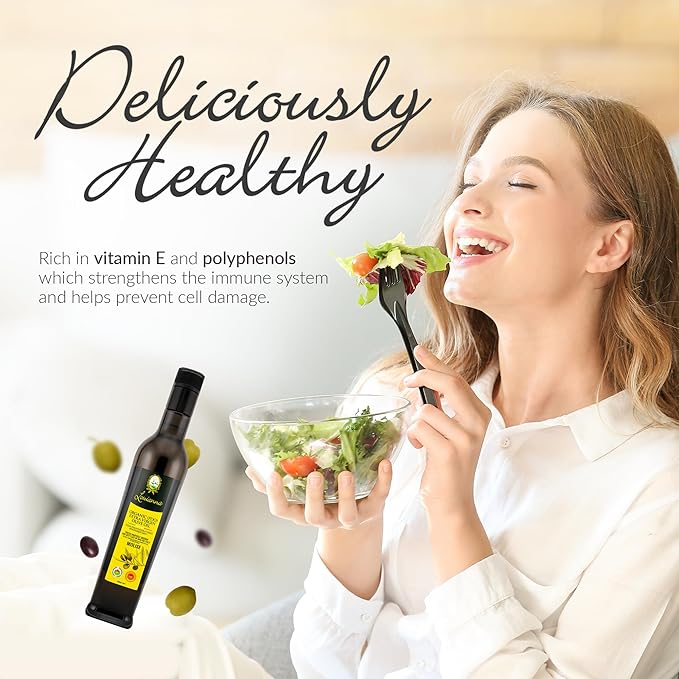 Louianna - Organic Extra Virgin Olive Oil, Low Acidity and High Polyphenol Olive Oil, Pure Olive Oil for Dipping, Baking, and Drizzling, 500 mL