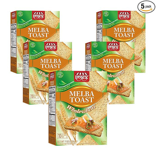 Only Kosher Candy Melba Toast Flatbread Crackers Classic Whole Wheat Kosher Parve with No Artificial Flavor, Fresh Natural Ingredients, Kosher Certified Delicious Snack Crackers (Pack of 5)