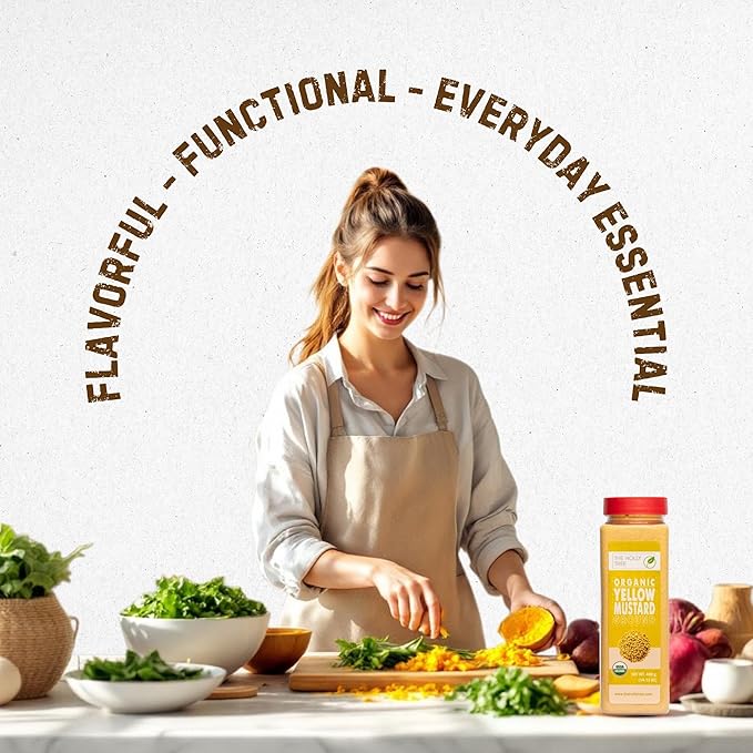 Yellow Mustard Powder 14.11 oz ??Ground Organic Mustard Seed for Seasoning & Cooking ??USDA Organic, Kosher, Gluten Free Mustard ??The Holly Tree