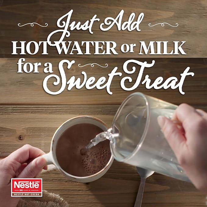 Nestle Hot Chocolate Packets, Hot Cocoa Mix, No Sugar Added and Fat Free, Bulk Pack, 0.28 oz Packet (Pack of 30)