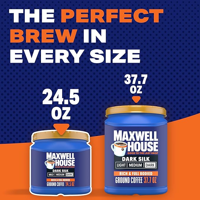 Maxwell House Dark Silk Dark Roast Ground Coffee, 24.5 oz Canister