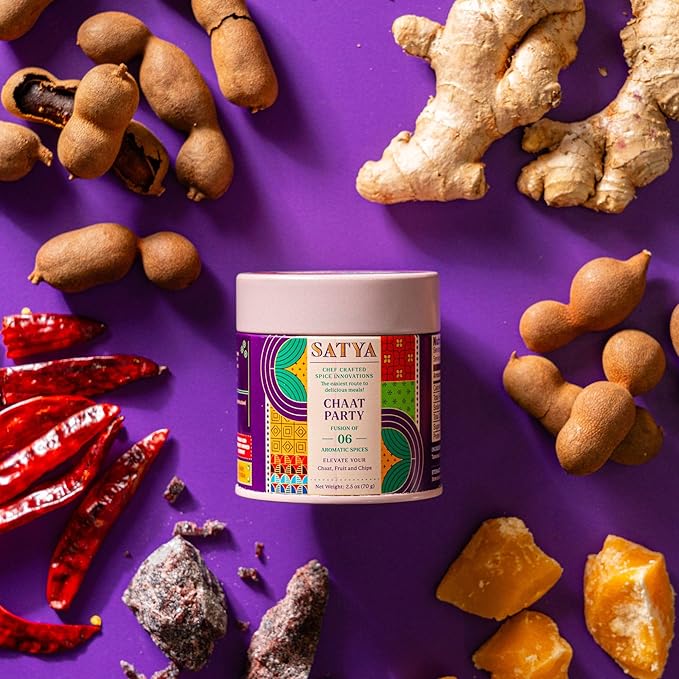 Satya Blends Chaat Powder- Spicy & Sweet Flavor 6 Spice Blend | Vegan | Low Sodium | Chaat Masala Seasoning for Salads | Gluten & Dye Free | Authentic Indian Spices and Seasoning- 2.5 Oz(Pack of 1)