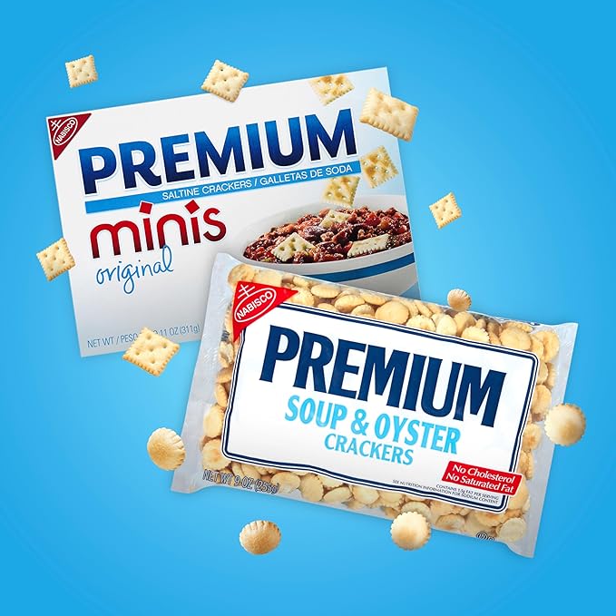 Premium Saltine Crackers Variety Pack, 2 Mini and 2 Soup & Oyster Crackers, Lunch Snacks, Bulk Snacks, 4 Packs