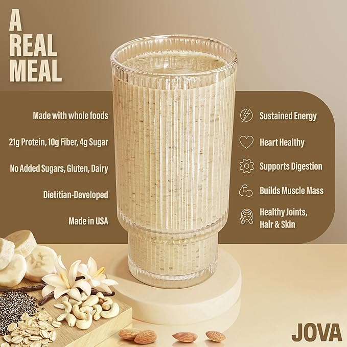 JOVA Vanilla Cream Smoothie Kit | 25g Protein, 7g Fiber | Tastes Like a Treat, Fuels Like a Meal | No Added Sugar, Gluten-Free, 6-Pack