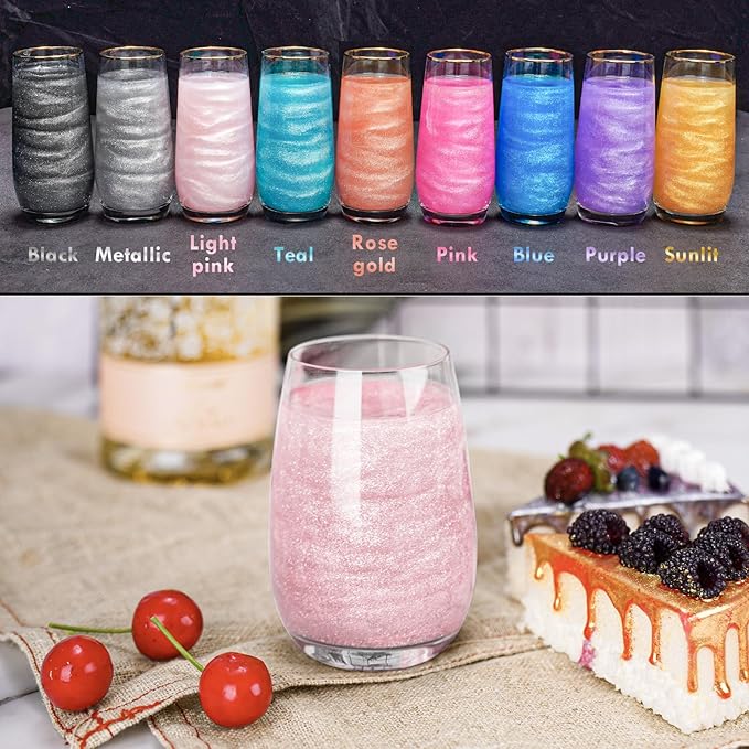 NiHome Edible Food-Grade Glitter Powder Glimmer Luster Dust Metallic Fancy Food Decorating Sprinkle Glimmery Dust for Drink Wine Beverage Cake Bakery Vegan Allergen-Free (Light Pink, 0.35oz/10g)