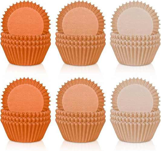 Whaline 600Pcs Terracotta Cupcake Liners Fall Color Orange Baking Cups Gradient Color Cupcake Wrappers Muffin Liners for Birthday Wedding Bridal Shower Autumn Thanksgiving Party Supplies Decor