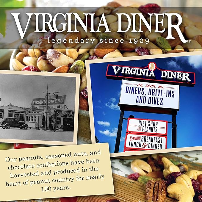 Virginia Diner Old Bay Seasoned Gourmet Virginia Peanuts - All Natural Virginia Peanuts Non-GMO, Preservative Free Gifts from Virginia Since 1929-9 Oz Can