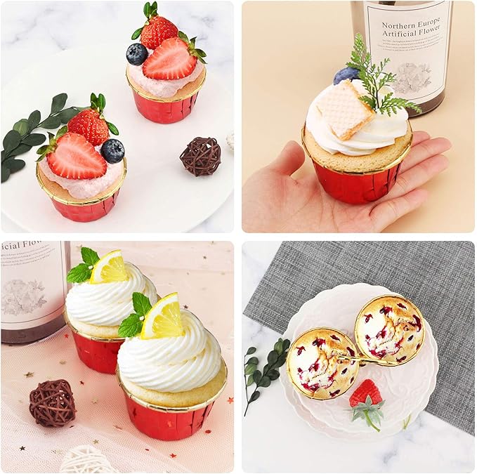 Cupcake Liner, Eusoar 50pcs 3.5 Ounce Disposable Pudding Holders, Muffin Liners, Aluminum Foil Baking Cups, Muffin Baking Cups, Foil Ramekins, Muffin Pan, Cupcake Wrappers, Cupcake Ramekin Holder Cups