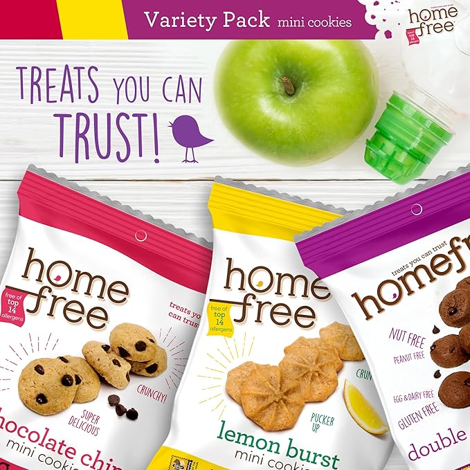 Homefree Treats You Can Trust Gluten Free Mini's, Variety pack with Lemon Burst, 30 Count