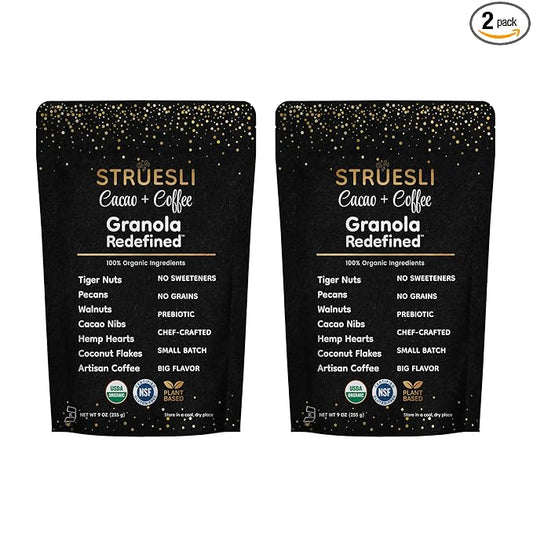 Struesli - Organic Cacao + Coffee Granola Redefined | No Added Sweeteners, No Grains | Keto & Paleo Friendly | Gluten-Free, Grain-Free | Healthy Adult Snack | High-Fiber, Nutrient-Rich, Satisfying Crunch