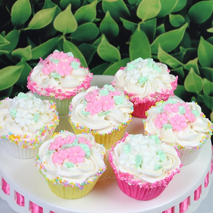36 Royal Icing Flowers with Pearl Centers, White Edible Flowers Cake Decorations, Kosher, Halal, No Nut or Gluten, Handcrafted Edible Cake Decorations