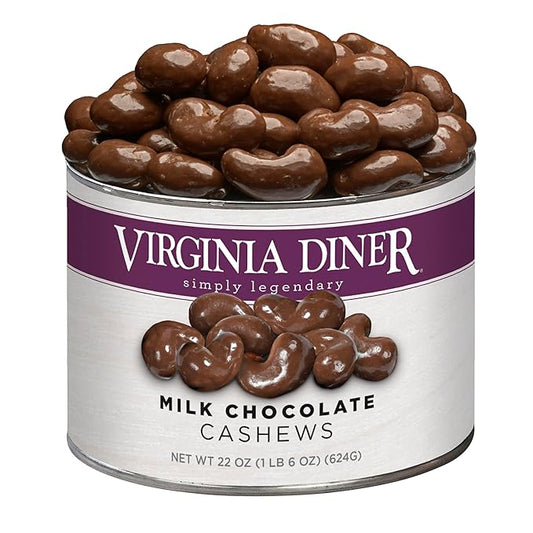 Virginia Diner Gourmet Chocolate Cashews (22 Ounce) Virginia Food Gift Blister Roasting Process, Non-GMO Oil Used, Unique Delightful Crunch, Milk Chocolate Cashews Virginia Nuts