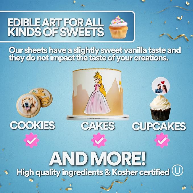 paper2eat Frosting Sheets Premium XL 11.75“ x 16.50“ (A3) - 10 Count - White Edible Icing Sheets