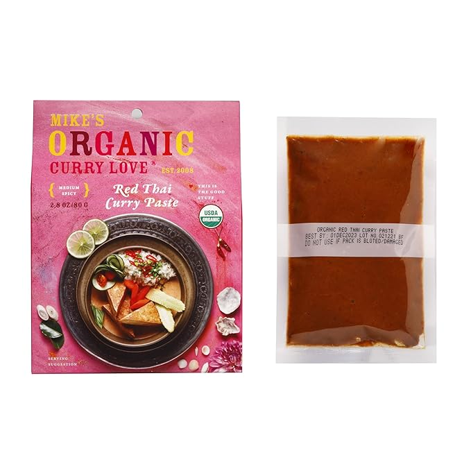 Red Thai Curry Paste ORGANIC. VEGAN. DAIRY FREE. SUGAR FREE. KETO FRIENDLY. MADE IN THAILAND. | case of 6 x 2.8 oz pouches