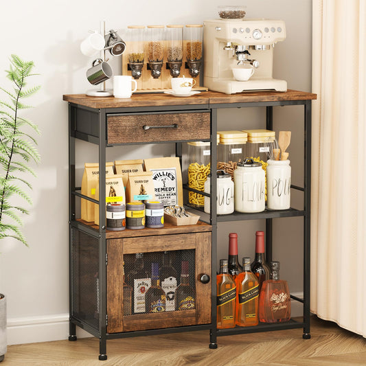 SWTYMIKI Coffee Bar Cabinet for Home - Farmhouse Coffee Stand Station Multi-Purpose Buffet