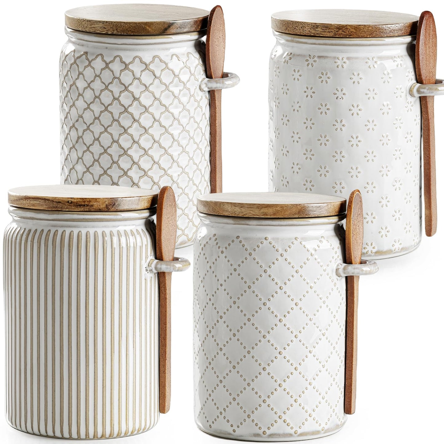 getstar Small Canisters Sets for the Kitchen, 18 oz Sugar Coffee Tea Storage Containers, Ceramic