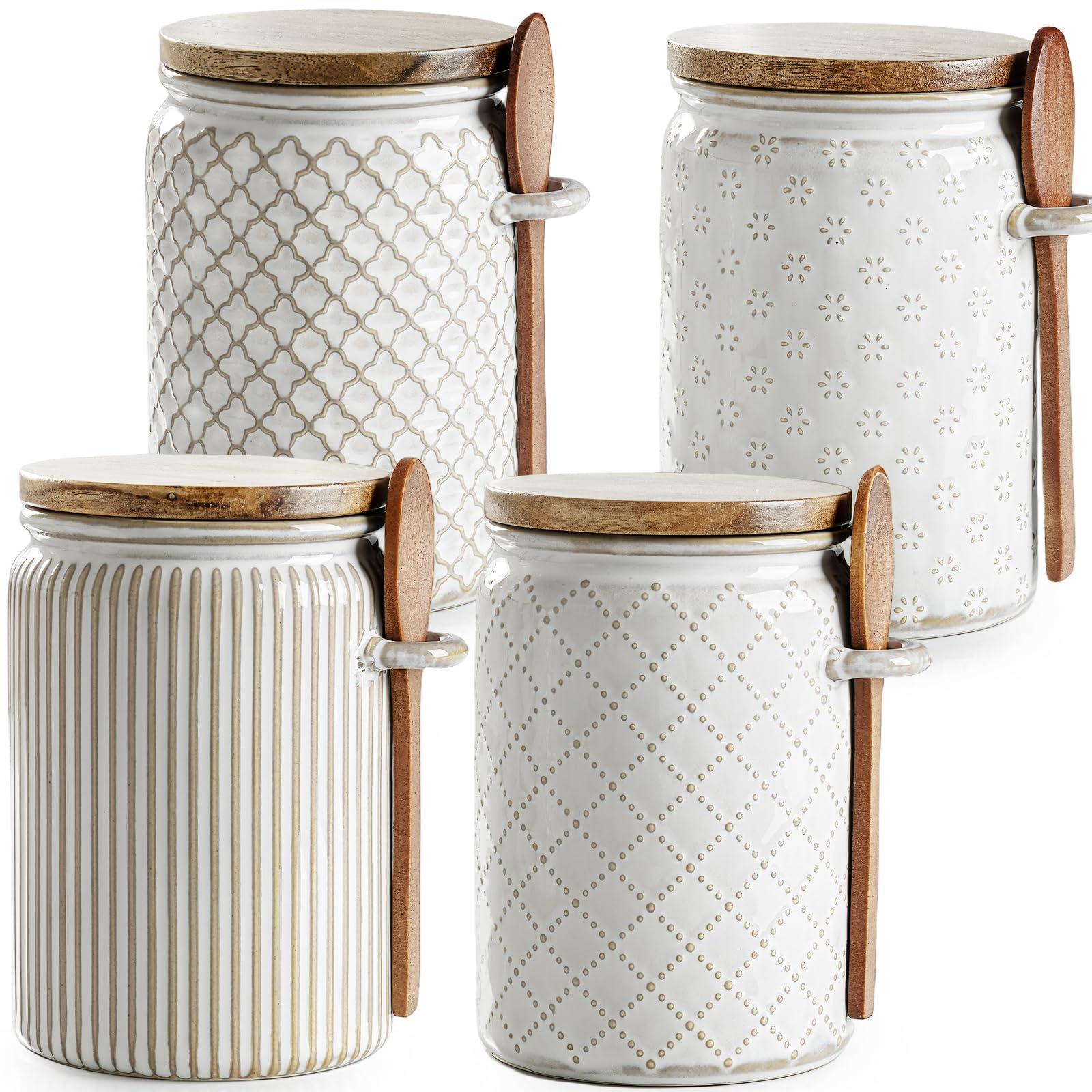 getstar Small Canisters Sets for the Kitchen, 18 oz Sugar Coffee Tea Storage Containers, Ceramic