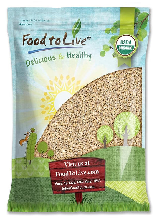 Food to Live Organic Pearl Barley, 12 Pounds ??Non-GMO, Polished Unhulled Barley, Kosher, Vegan, Bulk. Cooks Faster than Hulled Barley. Rich in Fiber, Selenium. Great for Hot Cereal, Salads, Stews