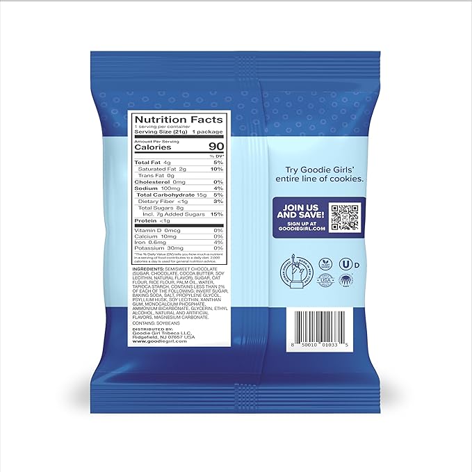 Goodie Girl Mini Chocolate Chip Cookie Snack Packs | Peanut Free, Gluten Free, Egg Free, Dairy Free | 90 Calories (10 Count)