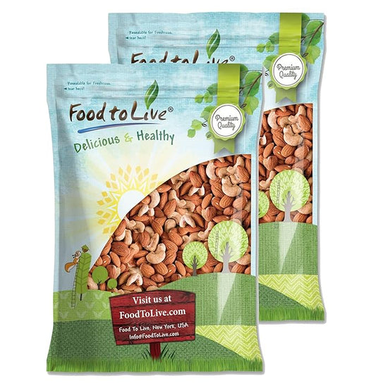 Food to Live - Dry Roasted Almonds and Cashews Mix, 16 Pounds ??Unsalted Oven Roasted Nuts, Protein Rich Trail Mix, Healthy Vegan Snack, No Oil Added