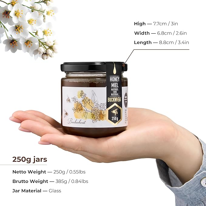 HONIGMA® Raw Buckwheat Honey | Exquisite Taste | 100% Pure | Unpasteurized | Unfiltered | Partially crystallized | 250g/8.8oz