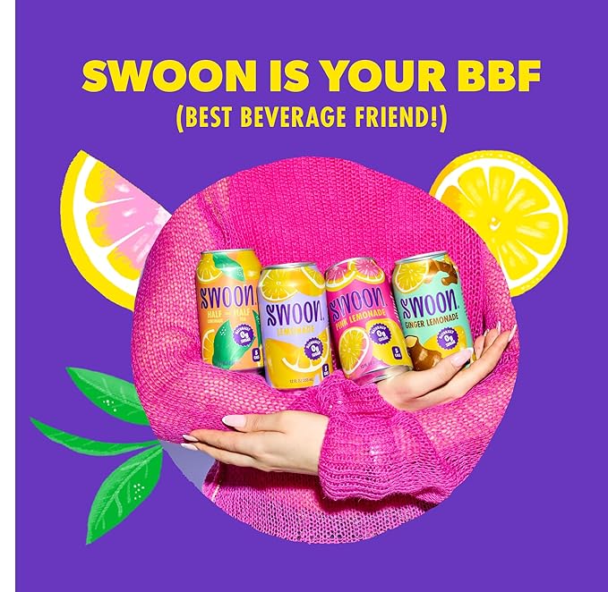 Swoon Classic Sugar Free Lemonade - Low Carb, Keto & Paleo-Friendly, Gluten-free Vitamin C Drink - Made with 100% Natural Lemon Juice Concentrate & Sweetened by Monk Fruit, 12 Fl oz (Pack of 12)