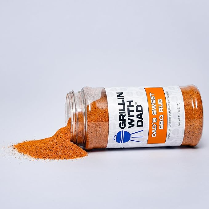 Grillin With Dad Sweet BBQ Rub - Great Tasting Seasonings - Contains Honey Powder - Best Rub For Ribs, Pulled Pork and BBQ - Gluten Free