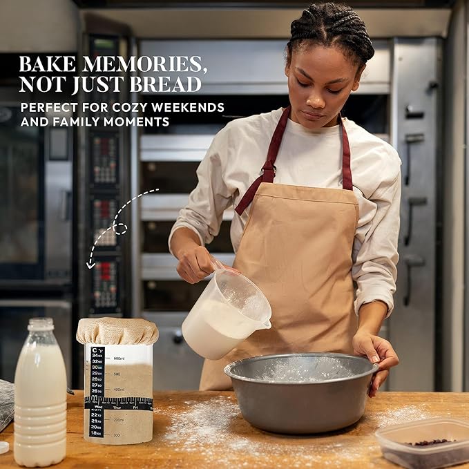 2 Pack Sourdough Starter Jar Kit ??24oz Sourdough Jars Set with Lids, 2 Bread Slings, Spatula Set, Scrappers Set, 5x Measuring Spoons & Starter Tools ??Essential Sourdough Bread Baking Supplies