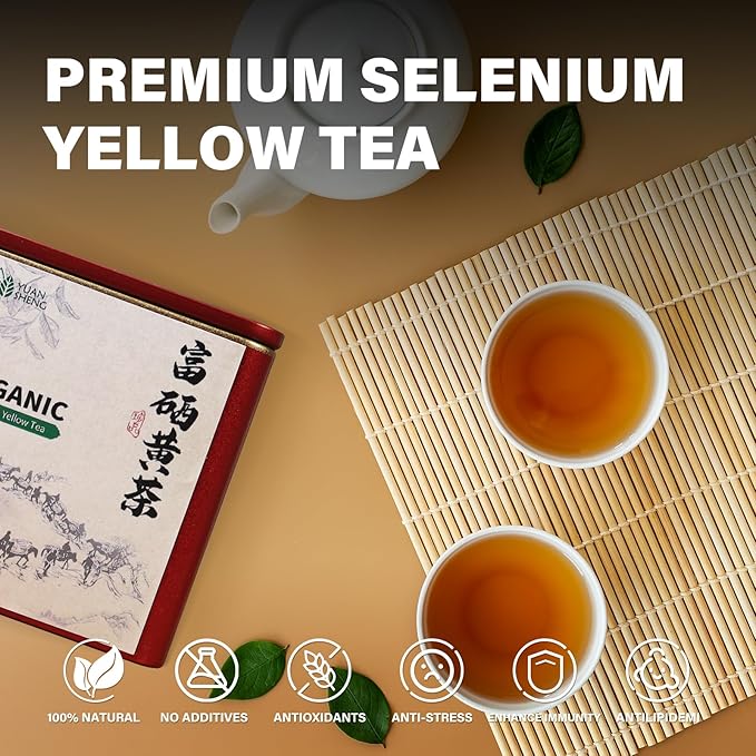 YUANSHENG Selenium Yellow Tea, China Organic tea with Selenium Enriched, 100% Natural Imperial Yellow Tea Loose Leaf, Rich in Antioxidants, Perfect for Gifts, 2.5 Oz