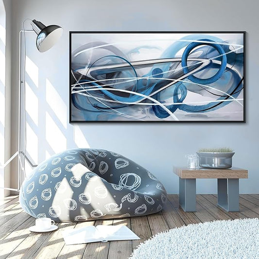 Blue Abstract Wall Art Modern Canvas Wall Decor Paintings Abstract Artwork for Living Room Pictures for Bedroom Office Home Decor Framed Artwork Decoration for Walls 29횞58IN