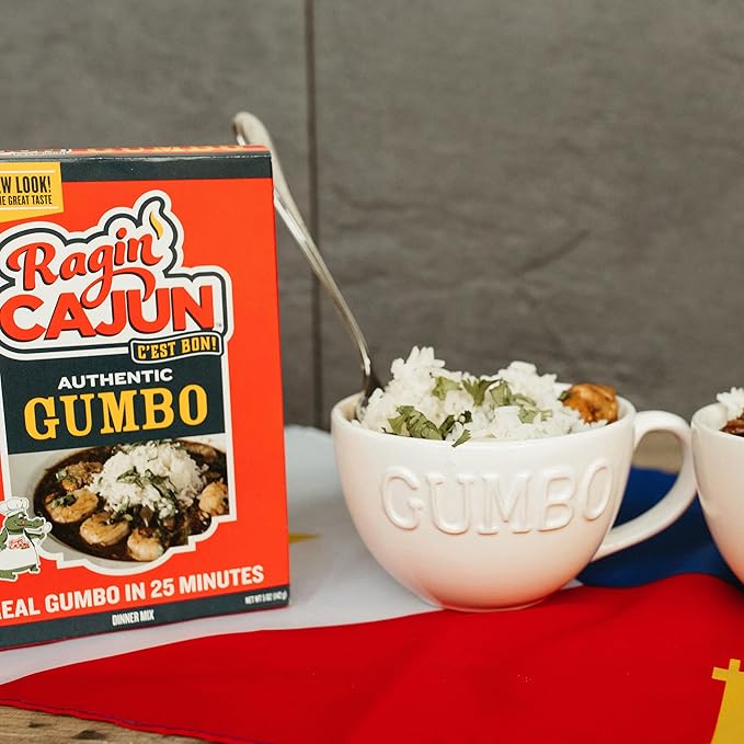 Ragin' Cajun Authentic Gumbo Mix - 5 oz Box, No MSG - Louisiana Creole Gumbo Base for Chicken, Sausage & Seafood, Ready in 25 Minutes