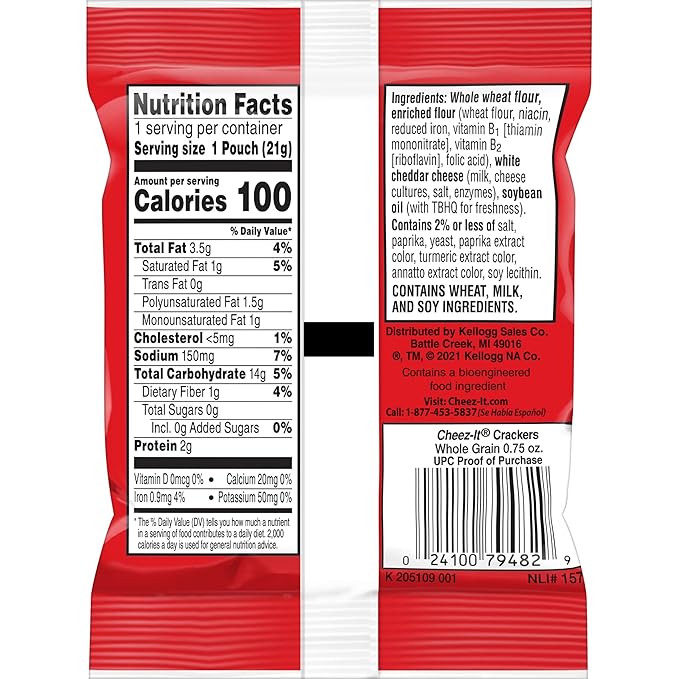 Cheez-It Cheese Crackers, Baked Snack Crackers, Made with Whole Grain, Original (175 Pouches)
