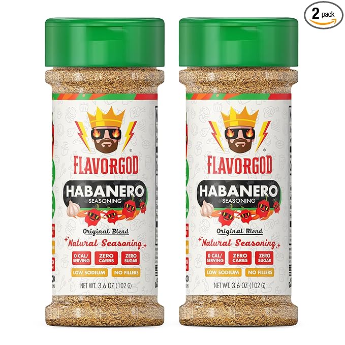 Habanero Seasoning Mix by Flavor God, 2-Pack - Premium All Natural & Healthy Spice Blend for Burritos, Tacos, Seafood & Chicken - Kosher, Low Sodium, Dairy-Free, Vegan & Keto Friendly