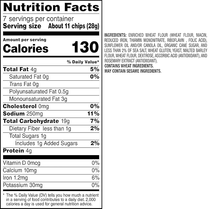 Stacy's Simply Naked Bagel Chips, 7 oz Bag