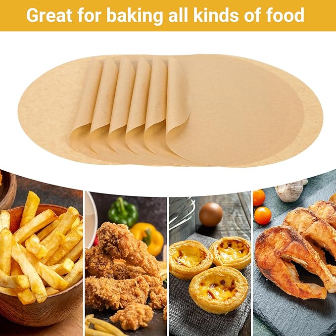 Beasea Air Fryer Disposable Liners 9 Inch, 200pcs Parchment Paper Unbleached Round Filter Paper Non-perforated Bamboo Steamer Papers for Air Fryer and Steaming Basket
