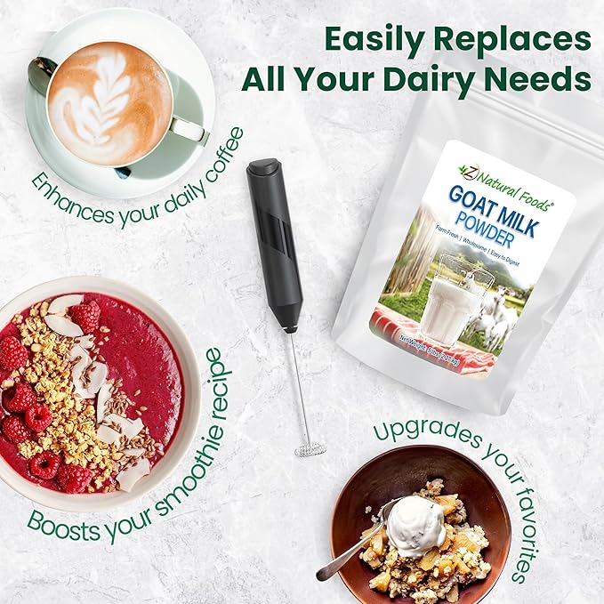 Z Natural Foods Goat Milk Powder - Pure Netherlands Full Cream Milk, Powdered Goat Milk, Highly Nutritious, Easy Digestion - Whole Goats Milk for Adults for Smoothies, Cooking, Baking, 5 lbs